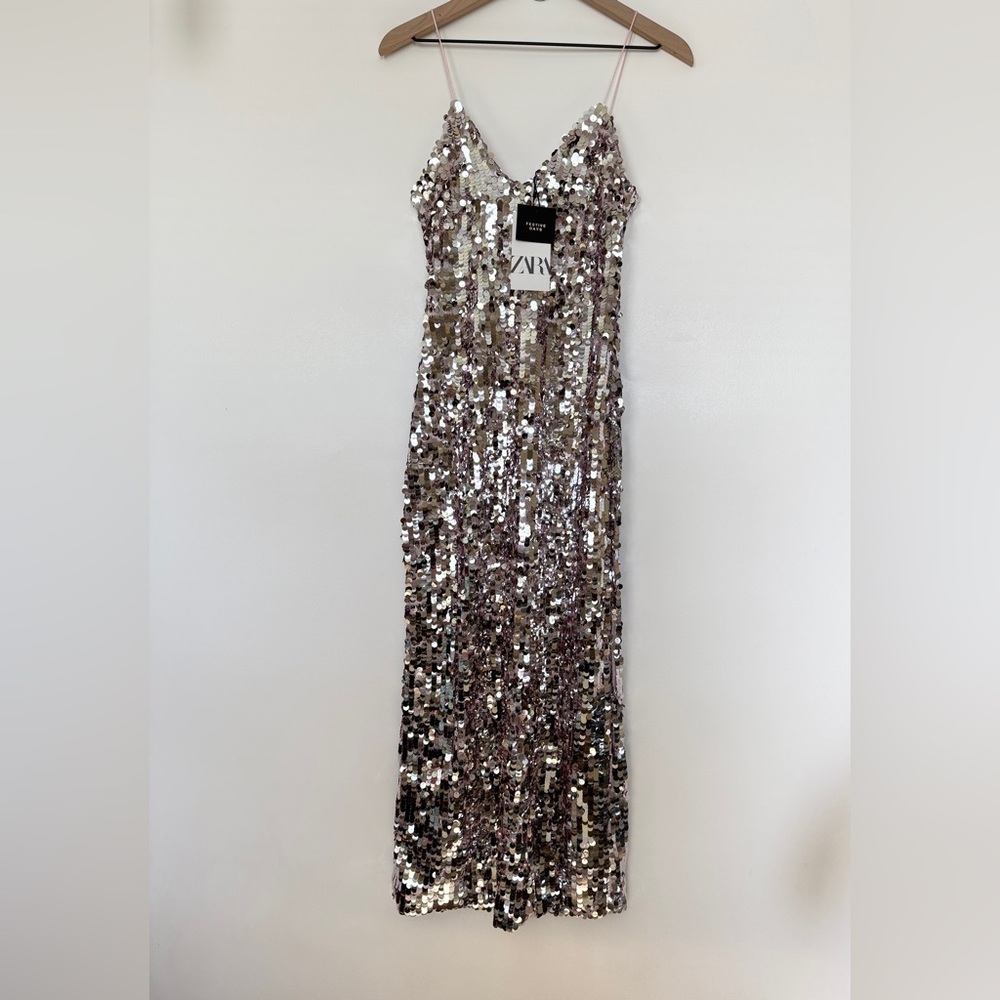 ZARA STRAPPY SEQUIN DRESS SIZE XS 9373/567 027/223 - Picture 3 of 13